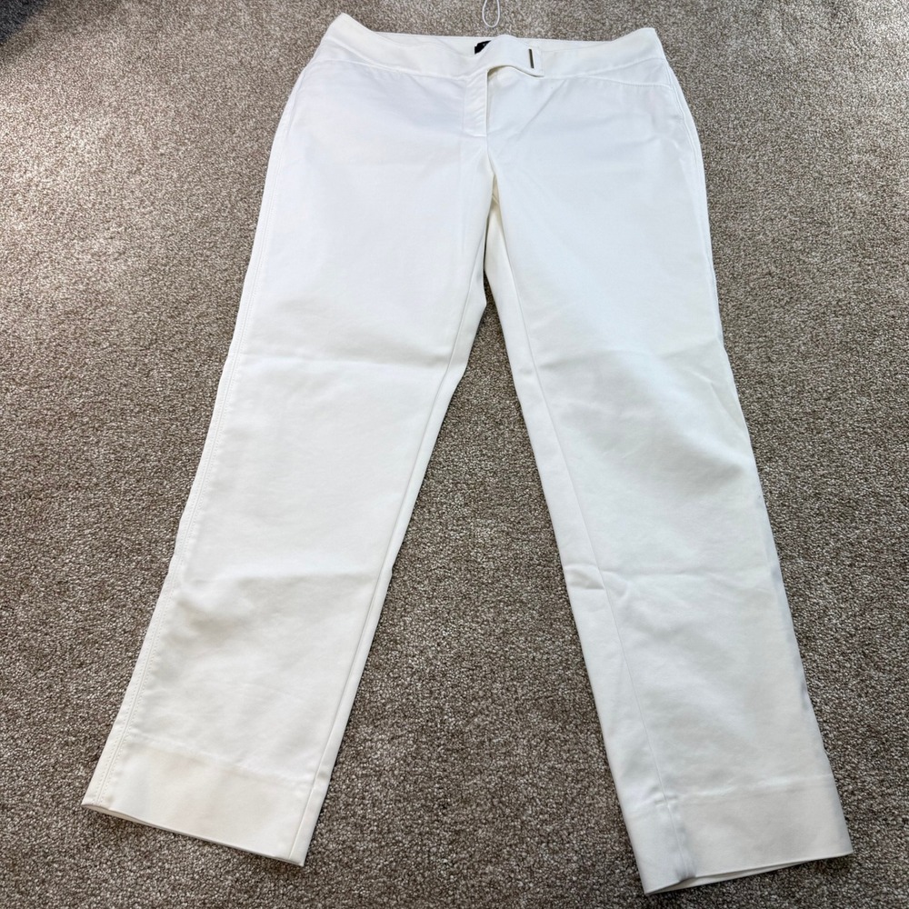 White House Black Market Perfect Form Slim Ankle White Pants 8R Trousers 8 Work